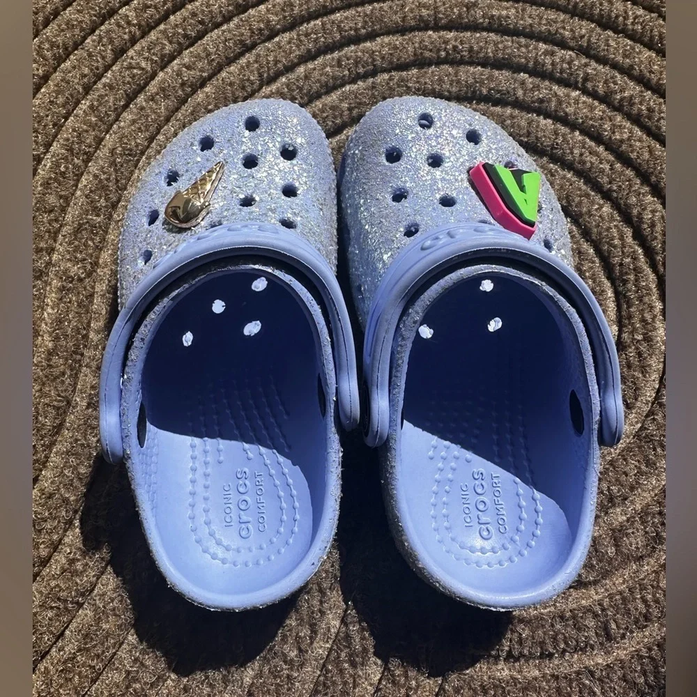 Kid Toddler Purple Glitter Clog Play Shoe Comfort Washable C8‎ Y2K